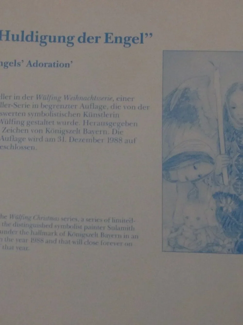 Sulamith Wulfing Christmas Plate 1987 Christmas Angles